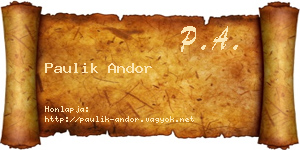 Paulik Andor névjegykártya